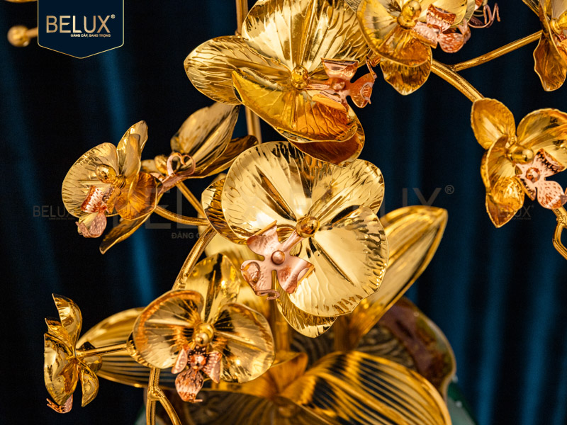 Chậu Lan Vàng Ngọc Bích 3 nhánh mạ vàng 24k&nbsp;cao 57cm